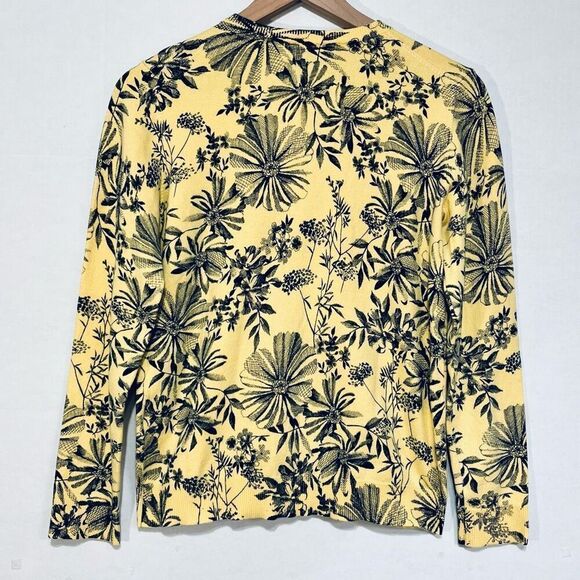 Karen Scott Yellow And Navy Blue Cardigan   Sz S  GUC - Picture 2 of 4
